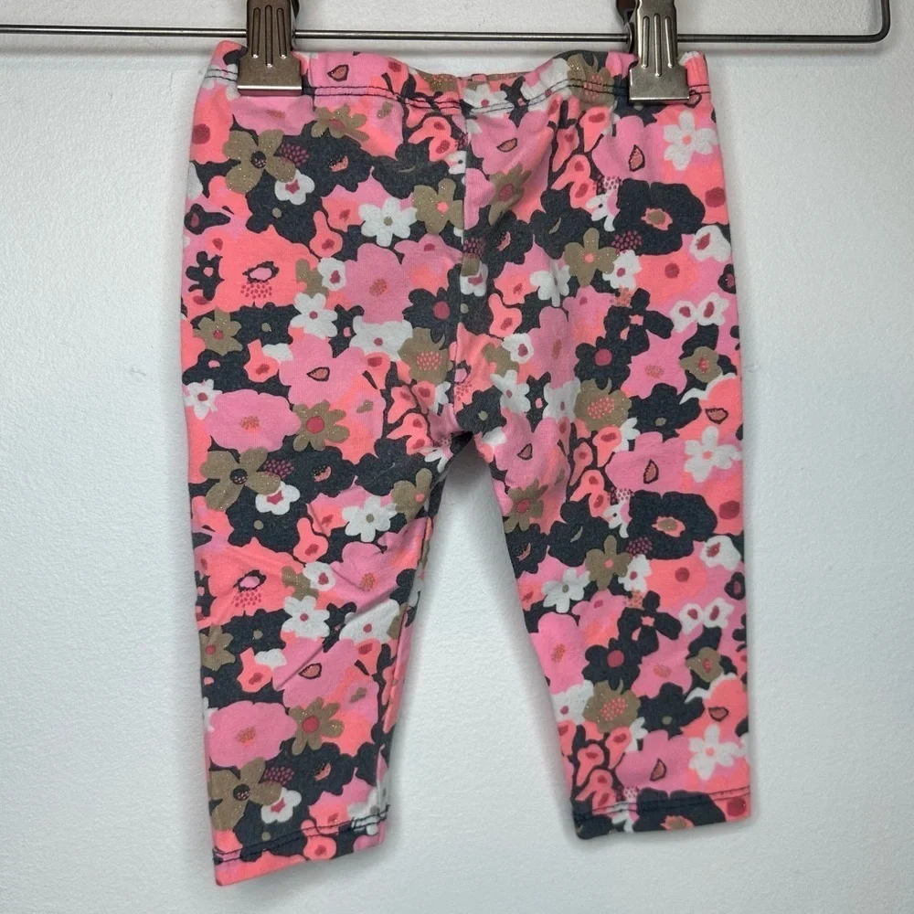 Oshkosh B'gosh Pink Floral Girls Stretch Pants Sz 9M Spring Summer